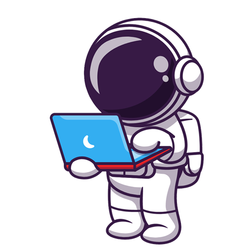 Astronaut working on his computer