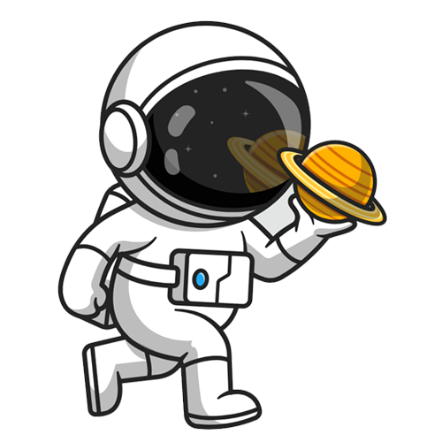 Astronaut walking round with a planet