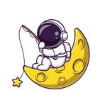 Astronaut fishing from the moon