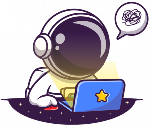 Astronaut working on the computer